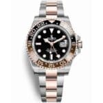 ROLEX OYSTER PERPETUAL GMT CERAMIC BEZEL WATCH BLACK WITH STAINLESS STEEL SILVER&ROSE GOLD BEL