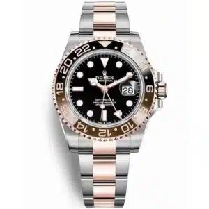 ROLEX OYSTER PERPETUAL GMT CERAMIC BEZEL WATCH BLACK WITH STAINLESS STEEL SILVER&ROSE GOLD BEL