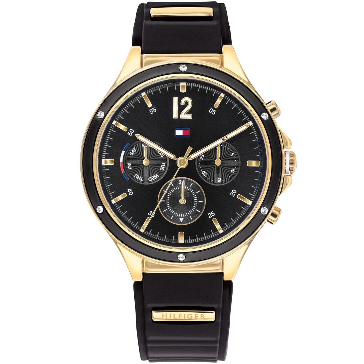 1782282-tommy-hilfiger-watch-women-black-dial-rubber-strap-quartz-analog-day-date-month-eve