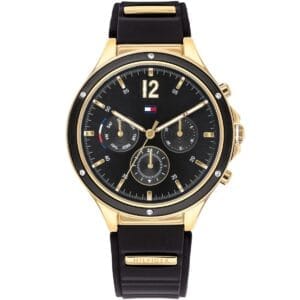 1782282-tommy-hilfiger-watch-women-black-dial-rubber-strap-quartz-analog-day-date-month-eve