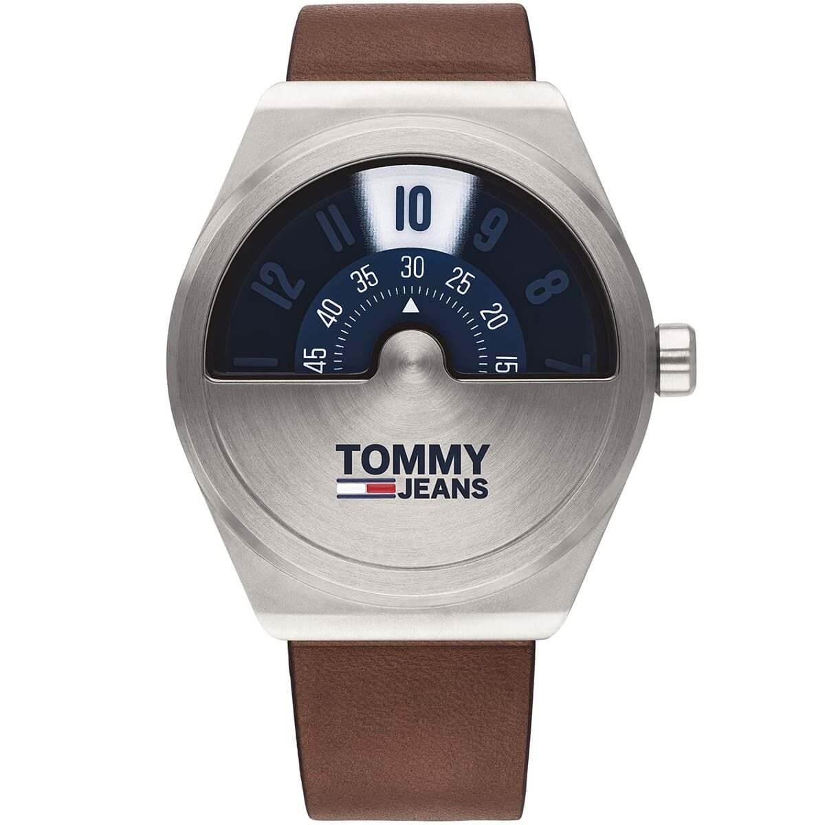 1791772-tommy-hilfiger-watch-men-blue-dial-leather-brown-strap-quartz-analog-monogram-pop-jeans