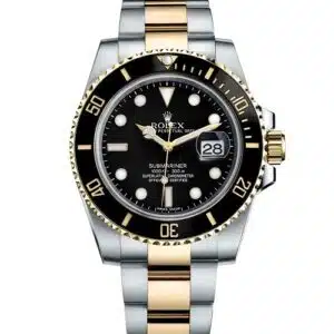 Rolex Oyster Perpetual Submariner Ceramic Bezel Watch Black With Stainless Steel Silver & gold Belt