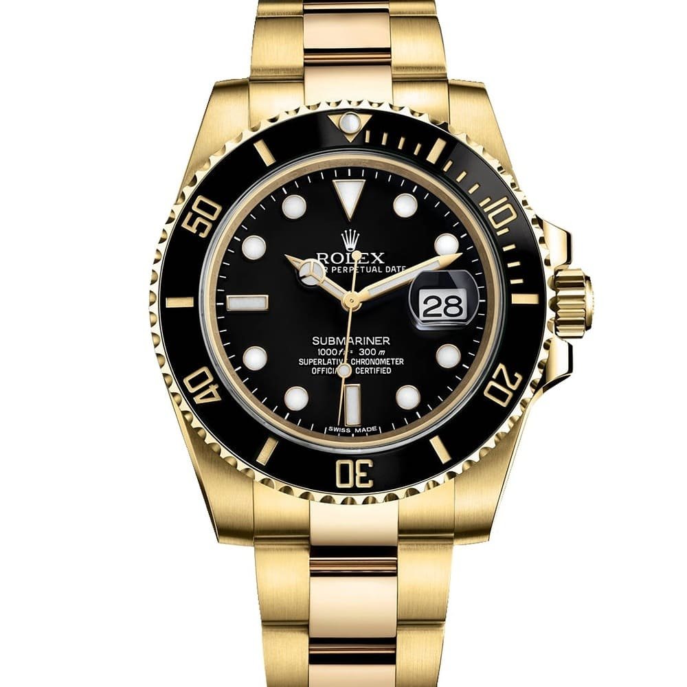 Rolex-Oyster-Perpetual-Submariner-Ceramic-Bezel-Watch-gold-With-Stainless-Steel-Gold-Belt