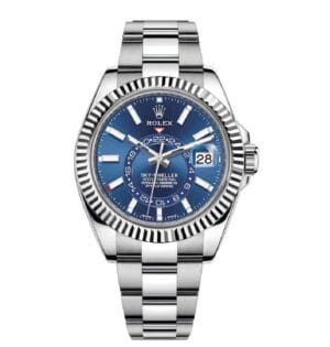 Rolex Sky Dweller Watch Blue With Stainless Steel Silver Belt