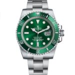 rolex-oyster- PERPETUAl-SUBMARINER-CERAMIC-BEZEL-WATCH-GREEN-WITH-STAINLESS-STEEL-SILVER-BELT