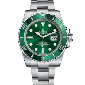 rolex-oyster- PERPETUAl-SUBMARINER-CERAMIC-BEZEL-WATCH-GREEN-WITH-STAINLESS-STEEL-SILVER-BELT