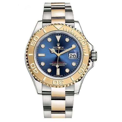 ROLEX-YACHT-MASTER-CHOCOLATE-WATCH-BLUE-WITH-STAINLESS-STEEL-SILVER& GOLD BELT