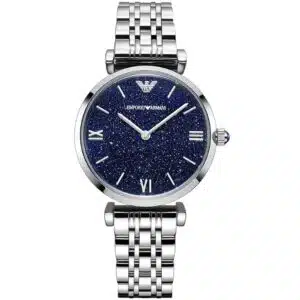 Original Emporio Armani Watch For Women Gianni AR11091 with blue dial stainless steel belt with silver color