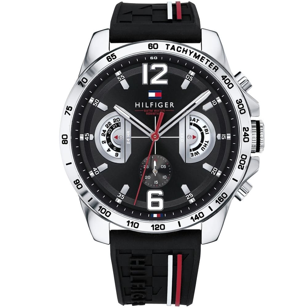 Original-Tommy-Hilfiger-watch-for-men-Decker-1791473-with-black-dial-rubber-belt-with-black-color