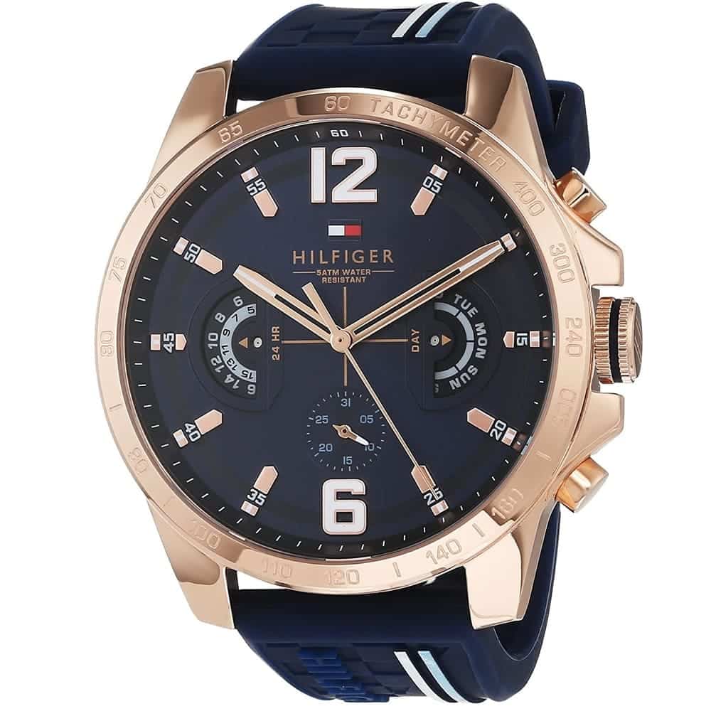 Tommy Hilfiger Mens Decker Blue Dial Blue Rubber Strap 1791476