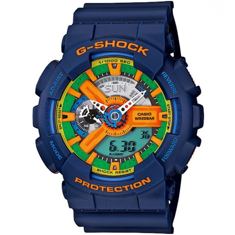 Casio-G-Shock-Watch-For-Men-GA-110FC-2A-with-green-dial-resin strap with blue color