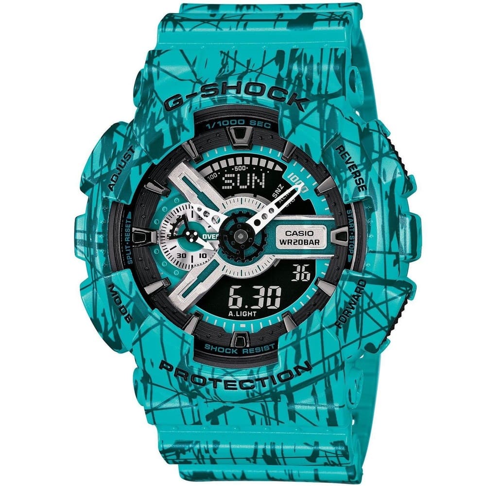 Casio G-Shock-Watch-For-Men-GA-110SL-3A-with-aqua-blue-dial-resin-strap-with-aqua-blue-color
