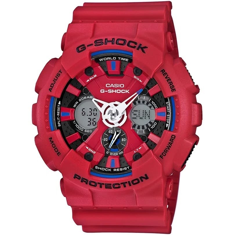 Casio G-Shock Watch For Men GA-120TR-4A with red dial resin strap with red color