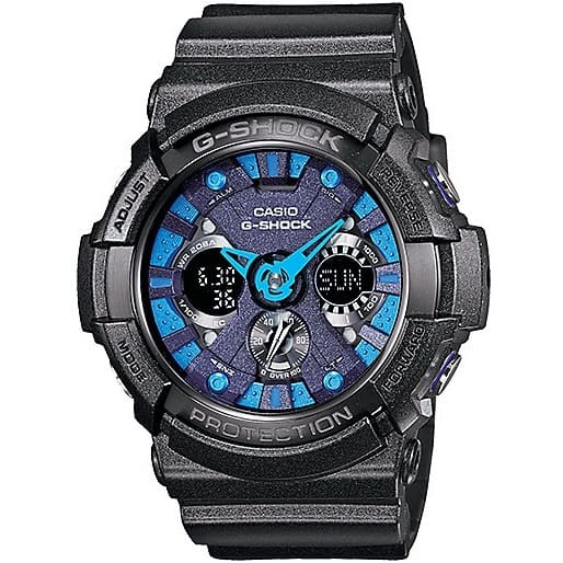 Casio G-Shock Watch For Men GA-200SH-2A with blue dial resin strap with black color