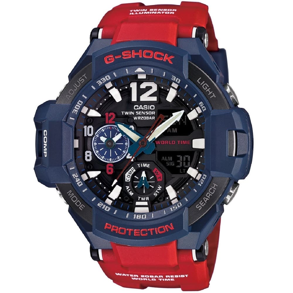 Casio-G-Shock-Watch-For-Men-GA-1100-2A-with-black-dial-resin-strap-with-red-color