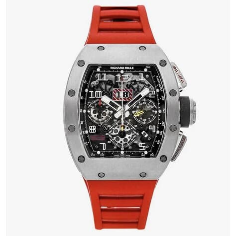 Richard-Mille-RM11-red-Rubber-Strap-Black-dial-rectaingle-men's-watch
