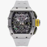 Richard-Mille-RM11-white-Rubber-Strap-Black-dial-rectaingle-men's-watch