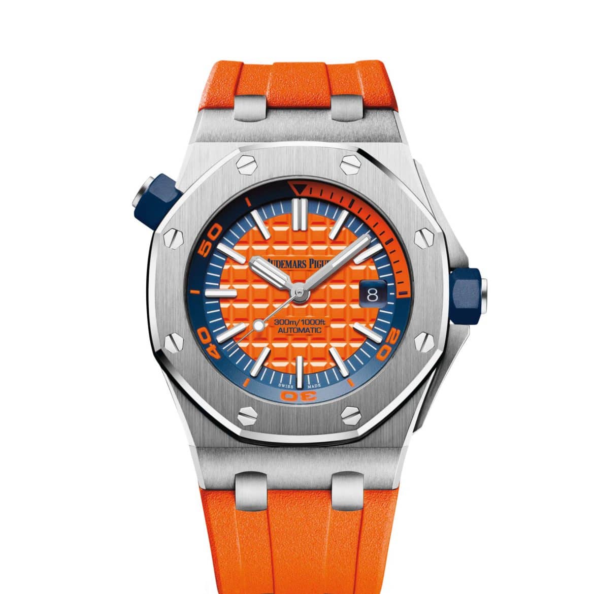 Audemars-Piguet-Royal-Oak-Orange-Watch-For-Men- with-Orange-Rubber-Strap-Orange-Dial