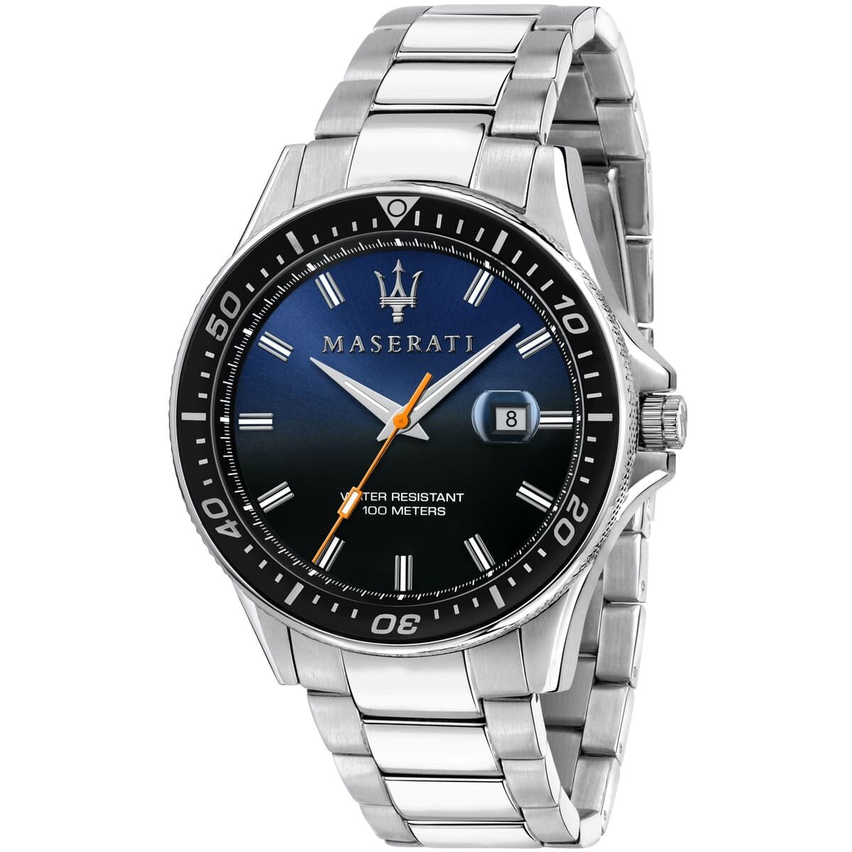 r8853140001-maserati-watch-men-black-blue-dial-metal-stainless-steel-silver-strap-quartz-battery-analog-three-hand-water-resistant-100-meters-sfida
