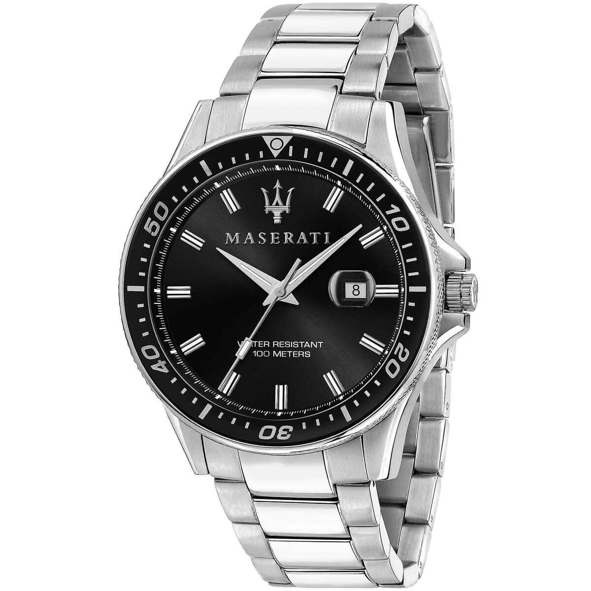 r8853140002-maserati-watch-men-black-dial-metal-stainless-steel-silver-strap-quartz-battery-analog-three-hand-water-resistant-100-meters-sfida