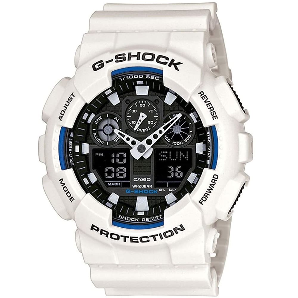 Casio-G-Shock-Watch-For-Men-GA100B-7A-with-black-dial-resin-strap-with-white-color-GA100B-7A
