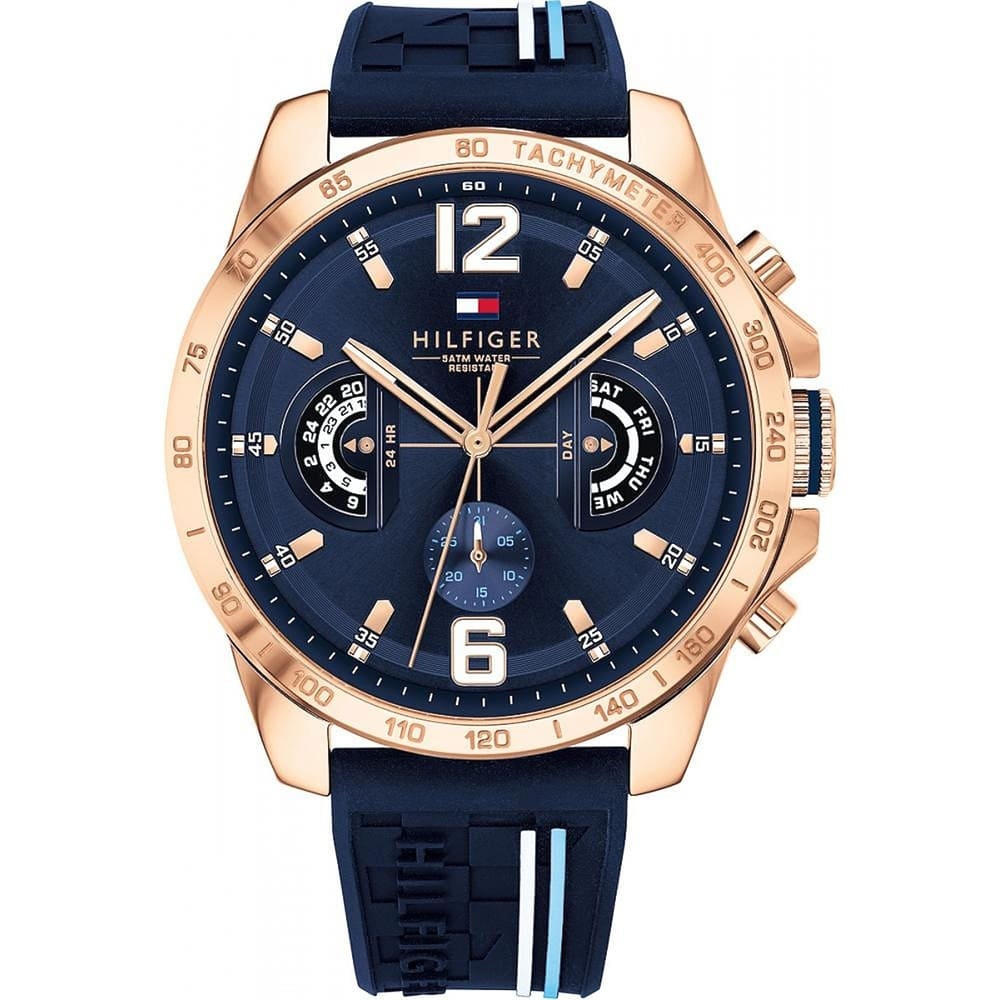 Original-Tommy-Hilfiger-watch-for-men-Decker-1791476-with-blue-dial-rubber-belt-with-blue-color