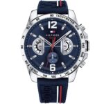 Original-Tommy-Hilfiger-watch-for-men-Decker-1791476 with blue dial rubber belt with blue color