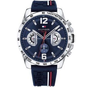 Original-Tommy-Hilfiger-watch-for-men-Decker-1791476 with blue dial rubber belt with blue color