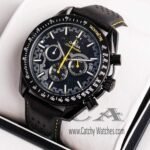 Omega-Watch-For-men-With-Black-Leather-Strap-and-Black-Dial