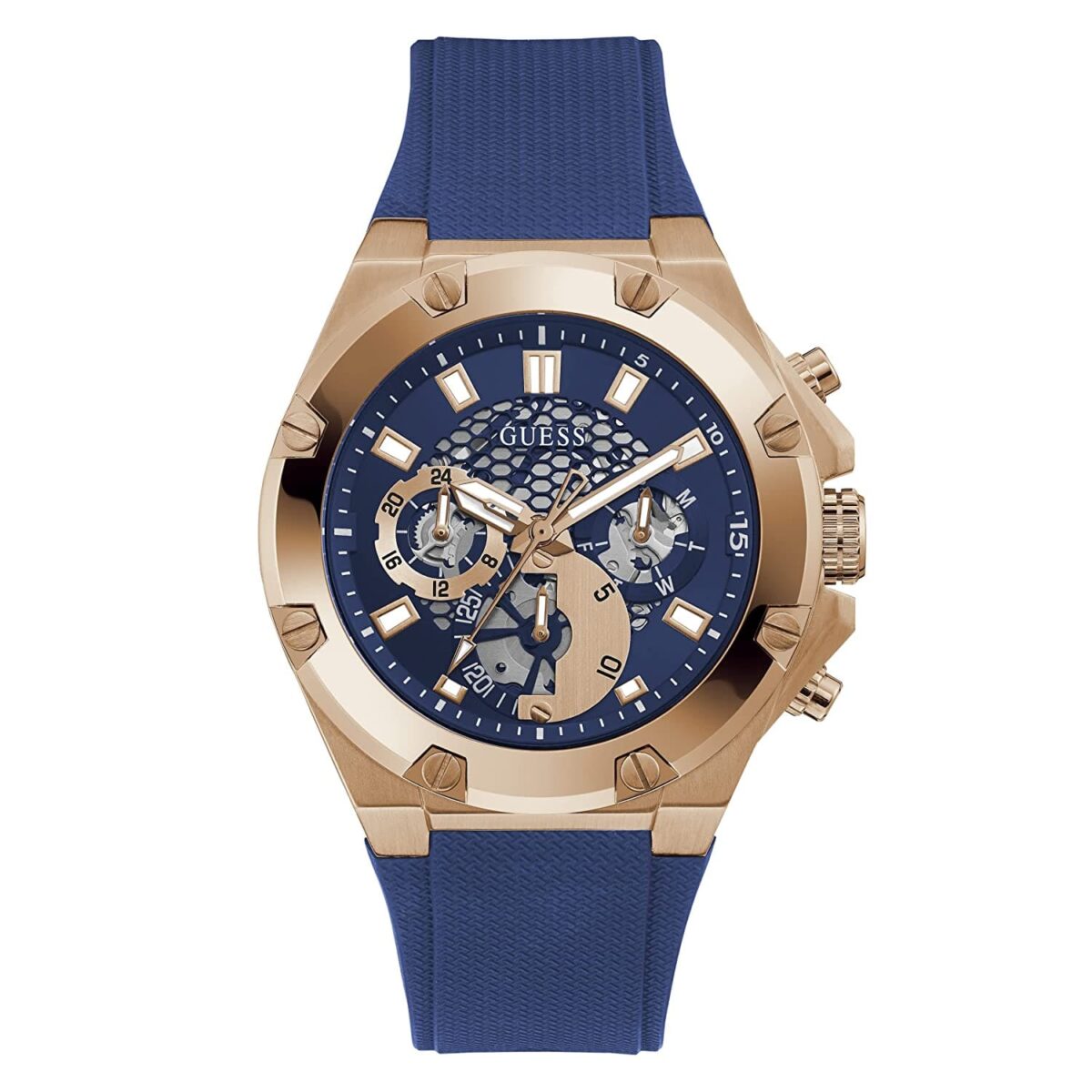 Original-Guess-Watch-GC-GW0334G3-In-Egypt-Silicone-strap-Blue-Color-Metal-Belt-blue-Dial-Analog-Machine