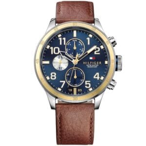 Original-Tommy-Hilfiger-Watch-for-Men-Trent-1791137-with-blue-dial-leather-belt-with-brown-color