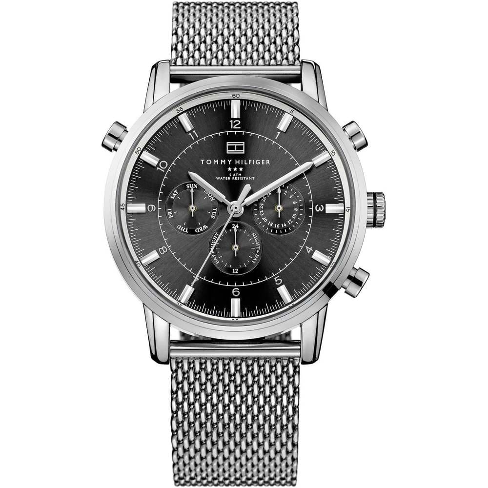 Original-Tommy-Hilfiger-watch-for-men-Harrison-1790877-with black-dial-stainless-steel-belt-with-silver-color
