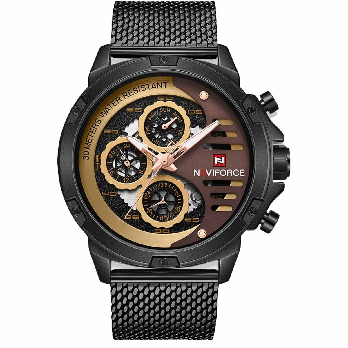 NF9110S-b-rg-b-original-naviforce-watch-men-black-dial-metal-strap-quartz-battery-analog-water-resistant-30m