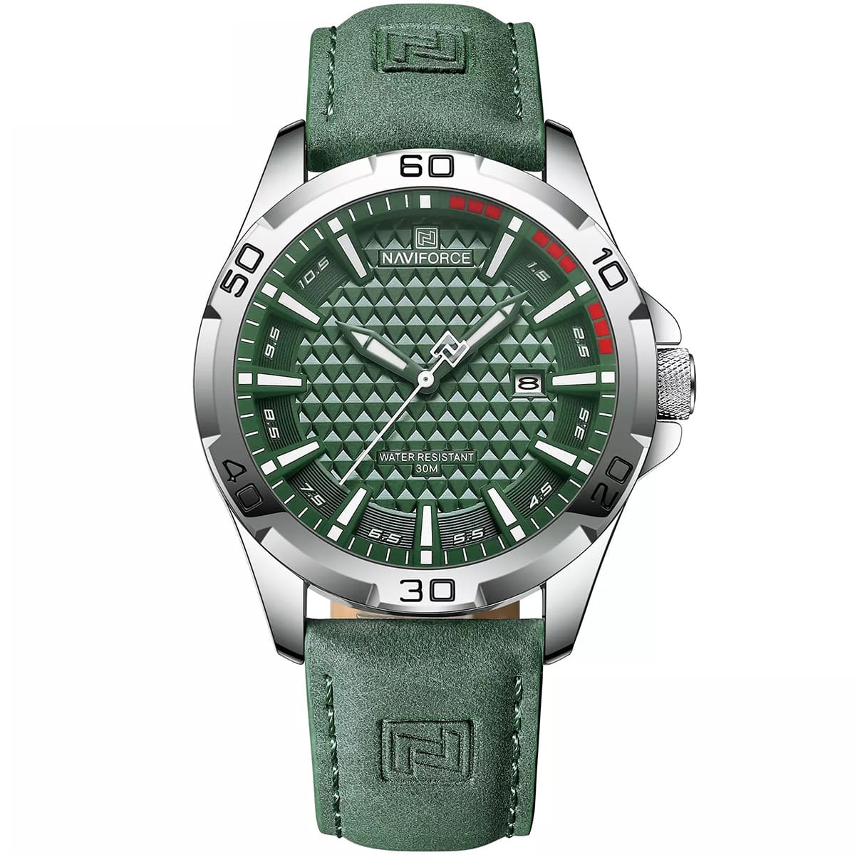 nf8023-s-gn-gn-original-naviforce-watch-men-green-dial-leather-green-strap-quartz-battery-analog-water-resistant-30m-for-dream