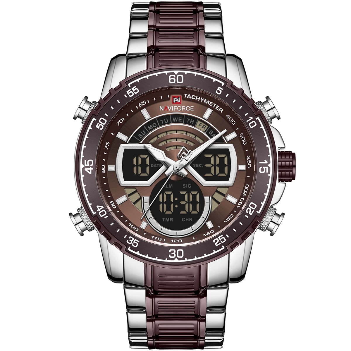 nf9189-s-ce-original-naviforce-watch-men-coffee-dial-metal-silver-strap-quartz-battery-digital-analog-chronograph-for-dream