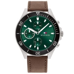 original-1791983-tommy-hilfiger-watch-men-green-dial-leather-brown-strap-quartz-analog-chronograph-larson