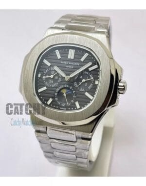 patek-philippe-automatic-watches-Anautilus-Annual-Model-in-Egypt-For-men-with-Black-Dial-and-Silver-Metal-Color-Strap-Silver-Case-sapphire-crystal