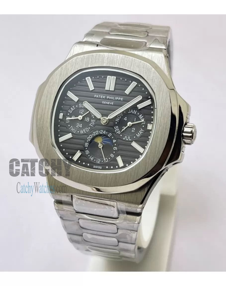 patek-philippe-automatic-watches-Anautilus-Annual-Model-in-Egypt-For-men-with-Black-Dial-and-Silver-Metal-Color-Strap-Silver-Case-sapphire-crystal
