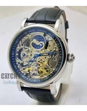 patek-philippe-watches-egypt-for-men-with-silver-Dial-and-Black-Leather-Color-Strap-silver-belt-silver-case