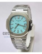 patek-philippe-automatic-watches-anautilus-annual-model-in-egypt-For-men-with-tiffany-blue-dial-and-silver-metal-color-Strap-silver-case-sapphire-crystal