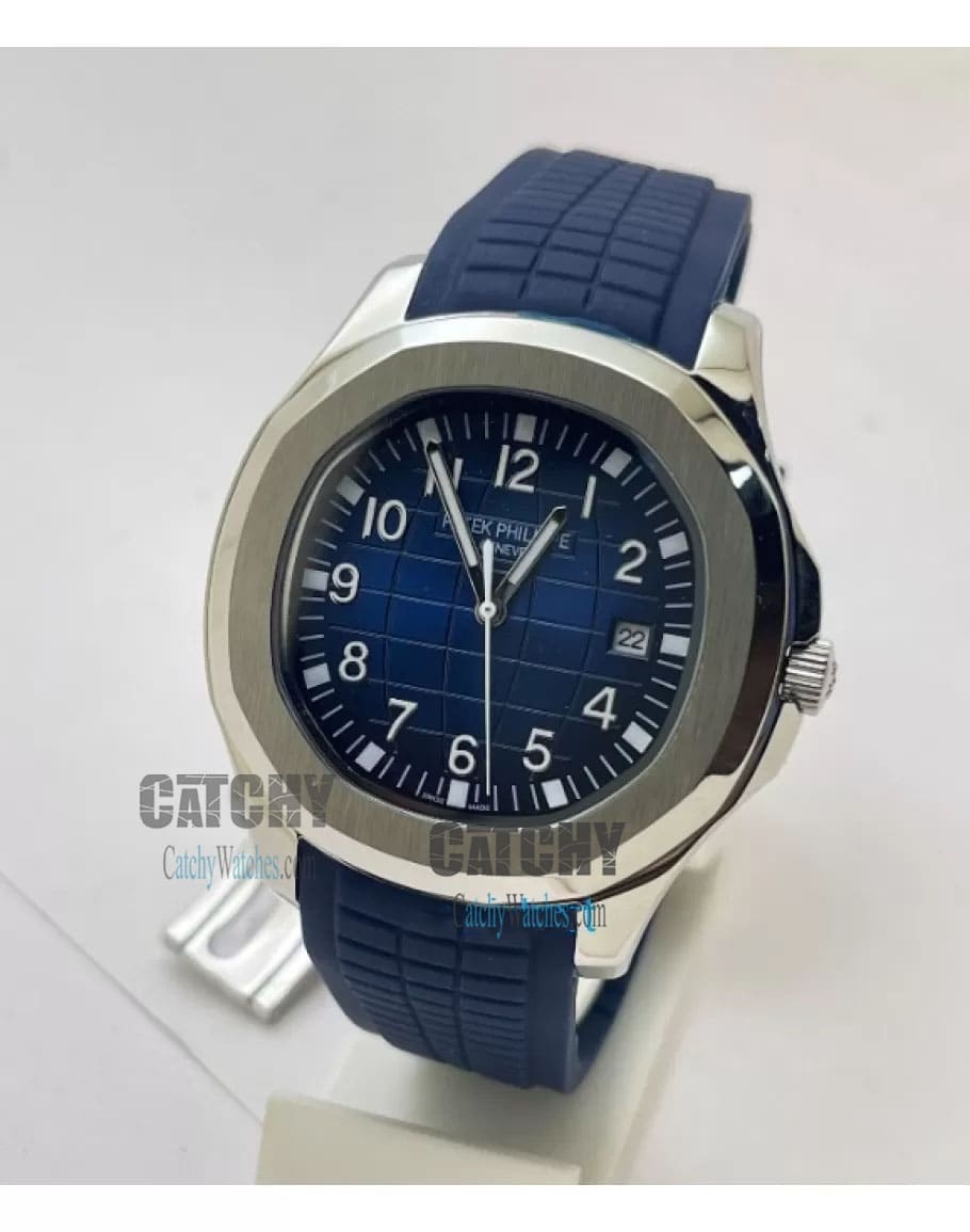 patek-philippe-automatic-watches-anautilus-annual-geneve-model-in-egypt-For-men-with-blue-dial-and-blue-gemunie-leather-color-Strap-silver-case-sapphire-crystal