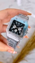 cartier-watch-for-women--in-egypt-silver-color-black-dial-metal-strap-stainless-steel