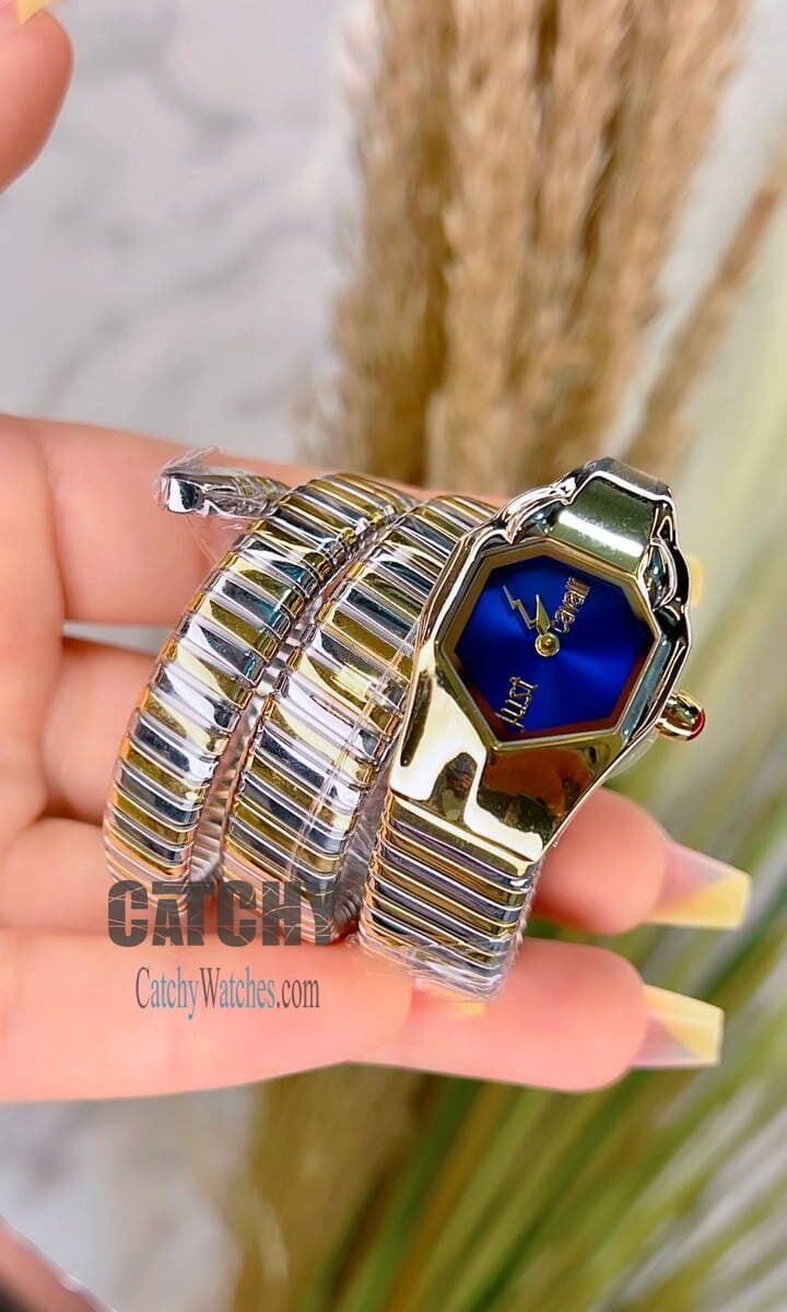 just-cavalli-watch-for-women-3three-turn-snake-shape-with-blue-dial-metal-strap-silver-and-gold-color-belt