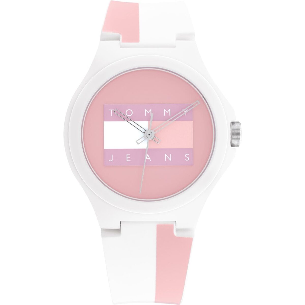 tommy-hilfiger-watch-unisex-Jeans-berlin-watch-egypt-1720026-egypt-Quartz-Movement-Analog-Display-Clear-Silicone-Strap-1720026-pink-dial-pink-color-strap-belt