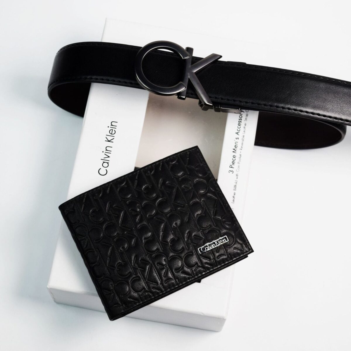 Calvin Klein Set Belt Wallet Leather Black