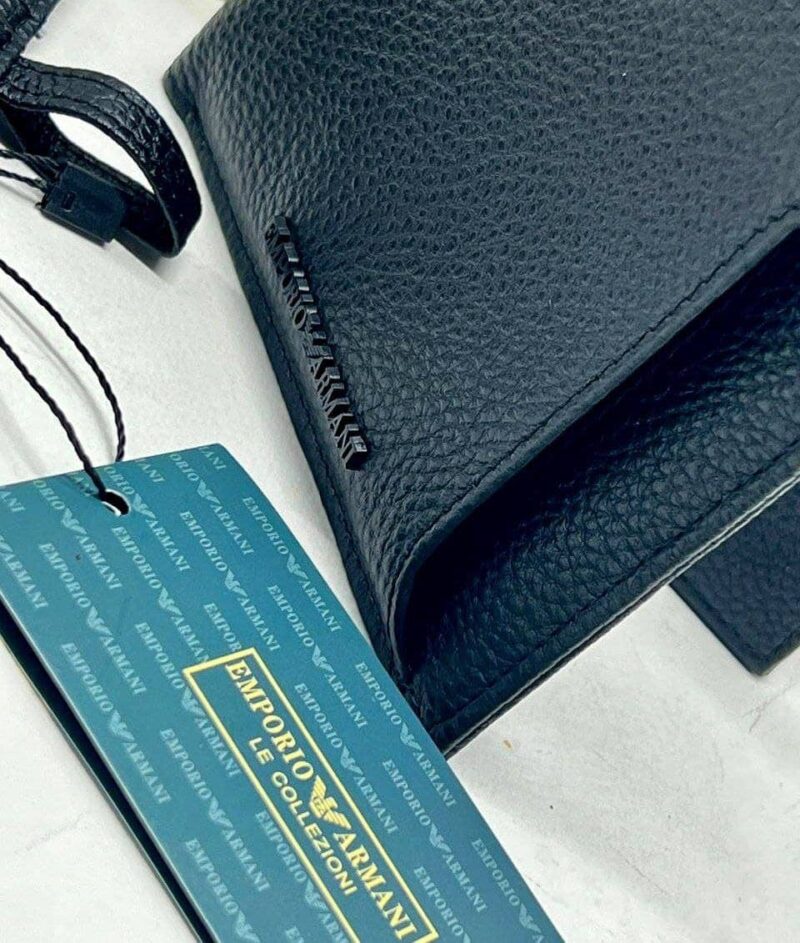 Emporio Armani Set Belt Wallet Men Leather Black - Image 10