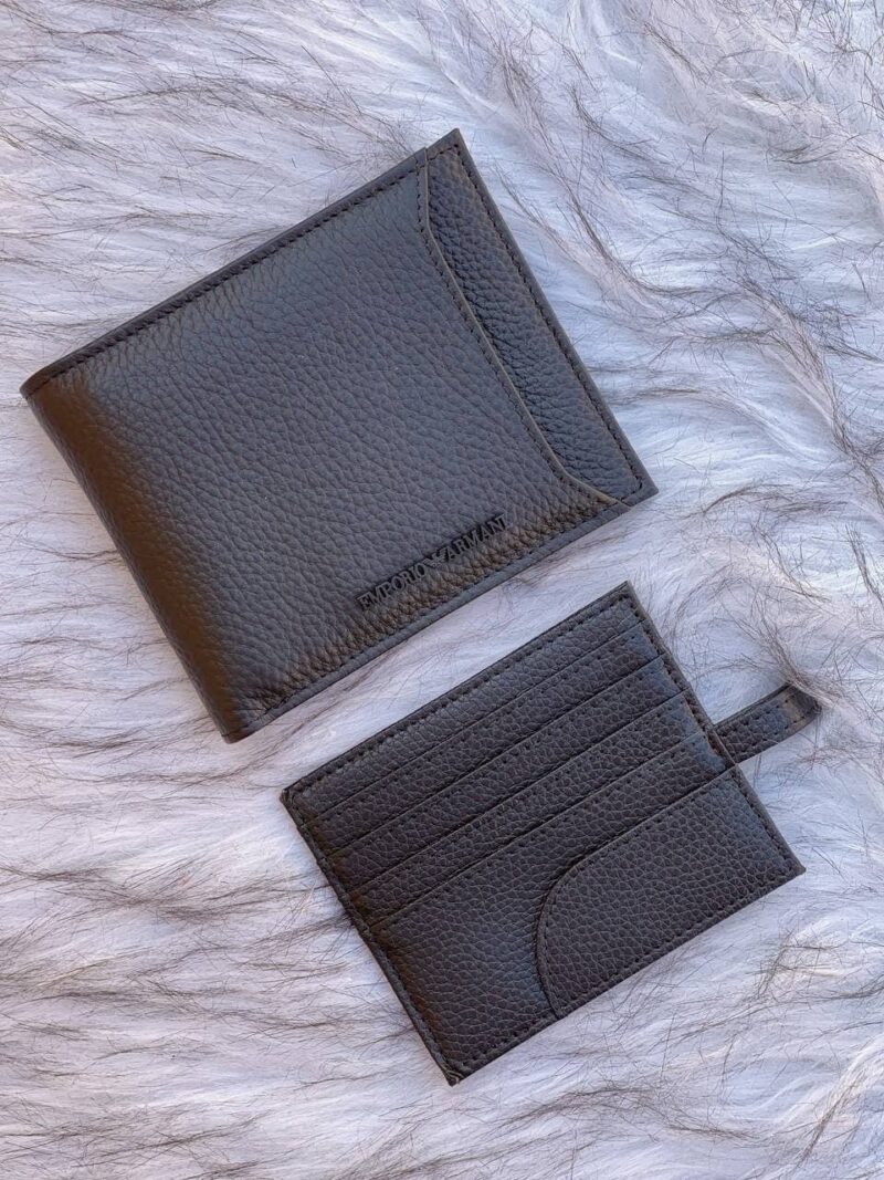 Emporio Armani Set Belt Wallet Men Leather Black - Image 12