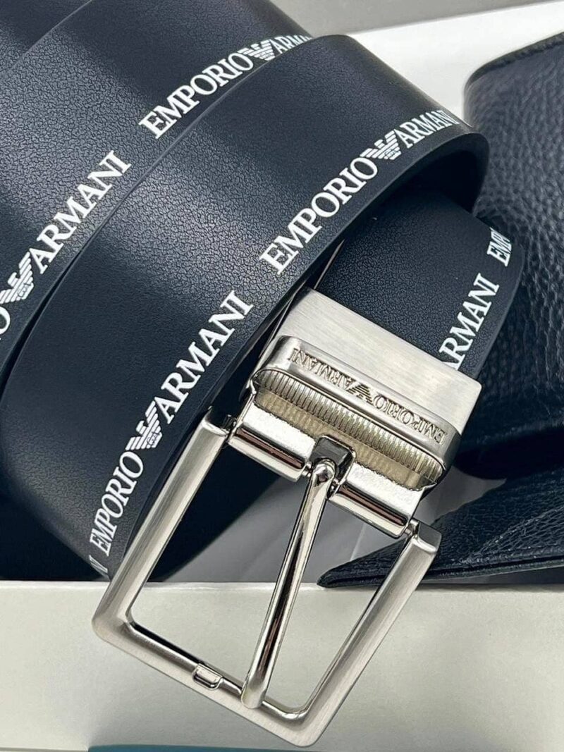 Emporio Armani Set Belt Wallet Men Leather Black - Image 8