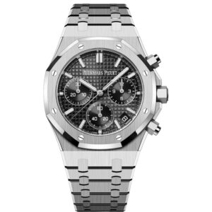 audemars-piguet-royal-oak-watch-chronograph-steel-black-dial-silver-metal-strap-egypt