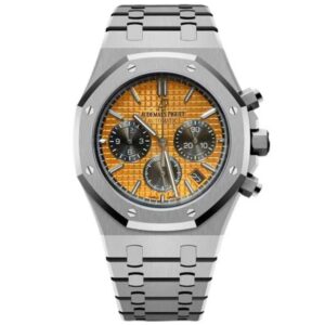 audemars-piguet-watch-men-orange-dial-silver-metal-strap-egypt
